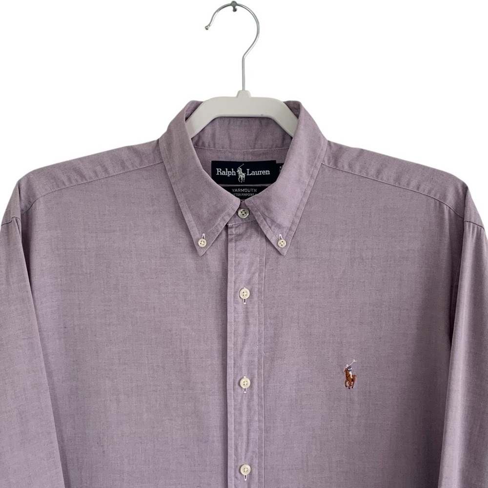 Ralph Lauren Lavender “Yarmouth” 100% Cotton Pinpoint Oxford Shirt - Picture 5 of 10